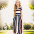 Striped Print Design Casual Summer Long Dress For Baby Girls childrensterritory