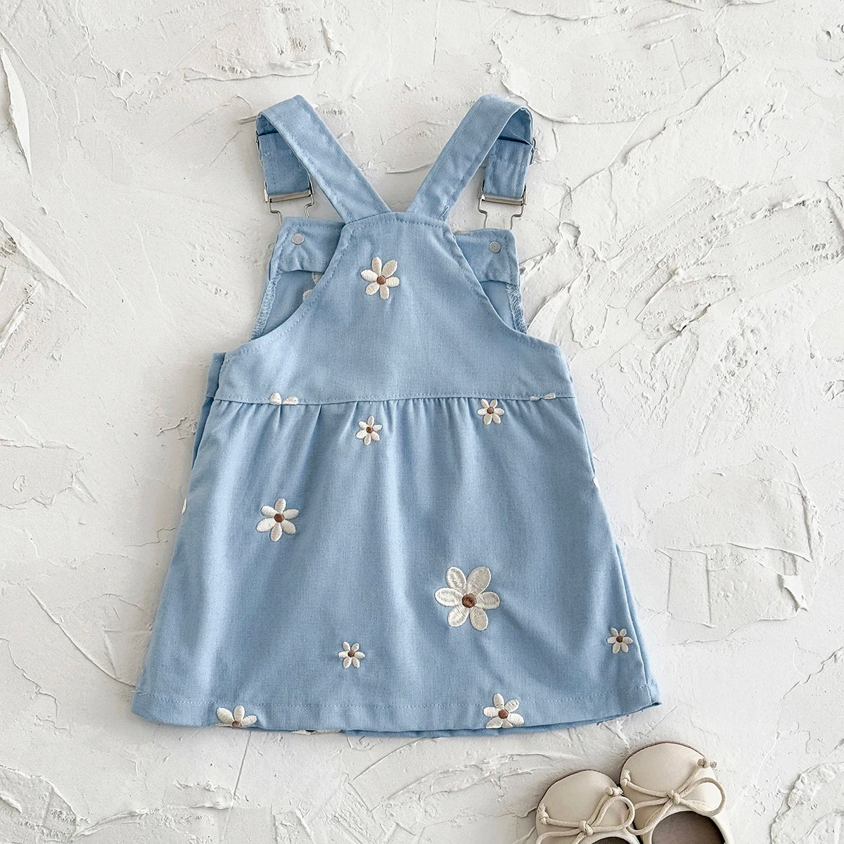 Girls Sleeveless Floral Embroidered Summer Strappy Dresses