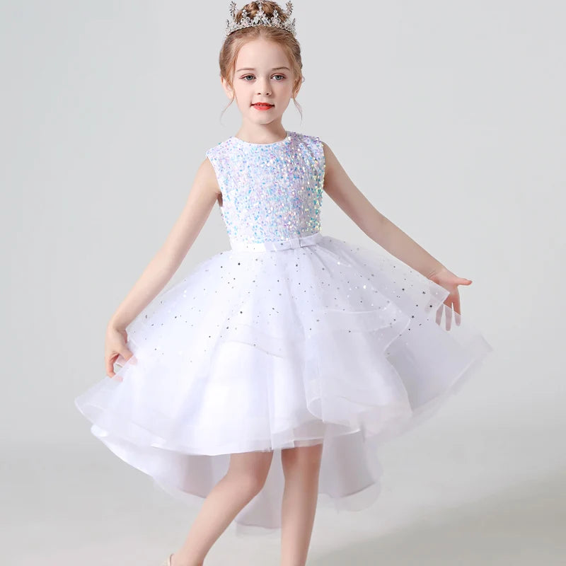 Sequin Lace Design Girls Fluffy Wedding/Party Dresses childrensterritory