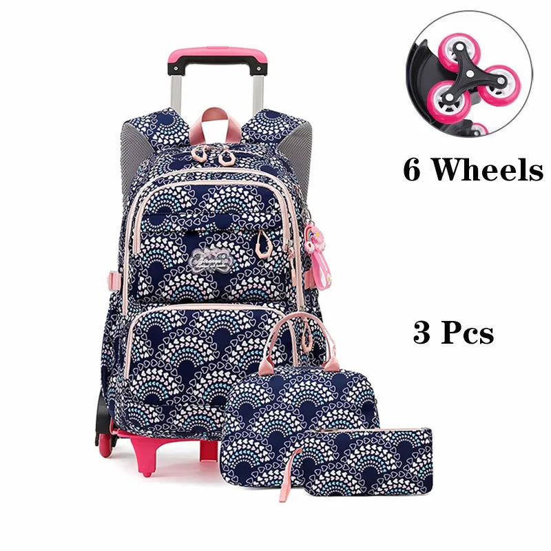 Waterproof Printed School Bags Set with or without Wheels for Kids