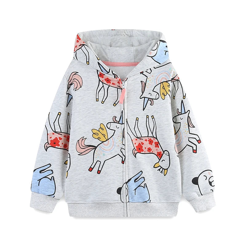 Little Girls Unicorns Design Cotton Hoodies for Autumn childrensterritory