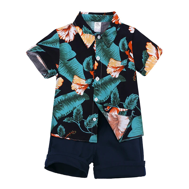 Toddler Boy Floral Bowtie Shirt + Shorts Gentleman Clothing Set