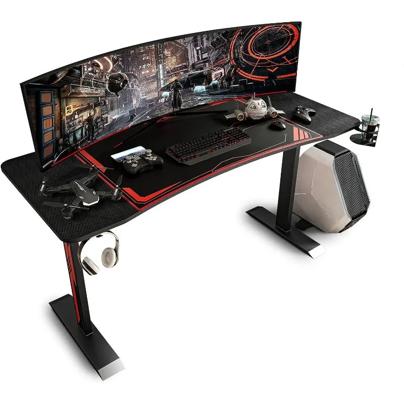 63-Inch Carbon Fiber Heavy-Duty Gaming Computer Table childrensterritory