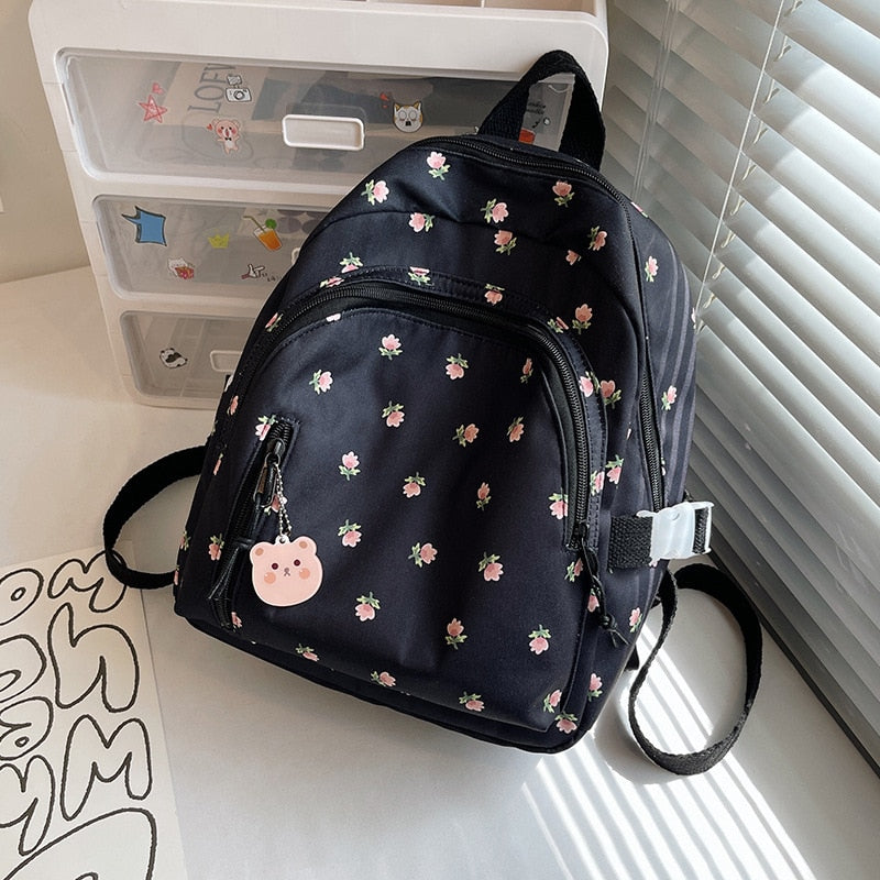 Floral Backpack for Girls with Personalized Embroidery Name childrensterritory