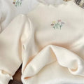 Girls' Long-Sleeved Flower Embroidery Design Winter Sweater