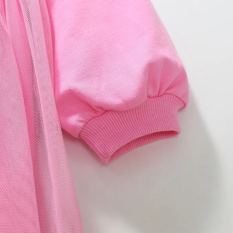 Cartoon Print Long Sleeves Cotton Girl Dress