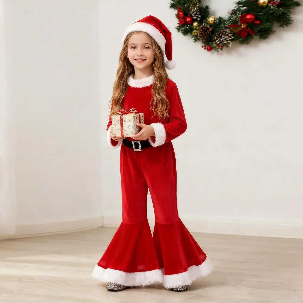 Girls' Long-Sleeved Christmas Party Dresses childrensterritory