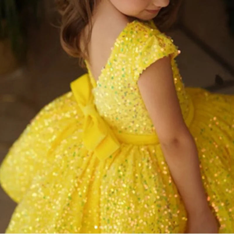 Glitter Sequin Baby/Kids Girls Puffy Formal Party Dress/Gown