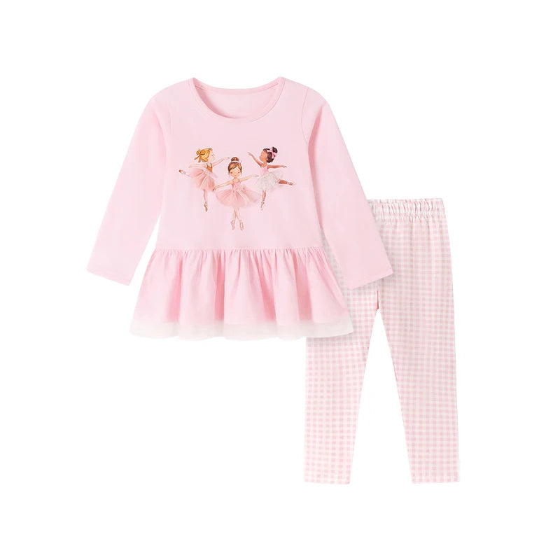 Kids Girls Cartoon Design Tops and Leggings Set