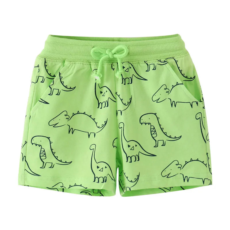 Cartoon Print Summer Drawstring Shorts For Boys Girls