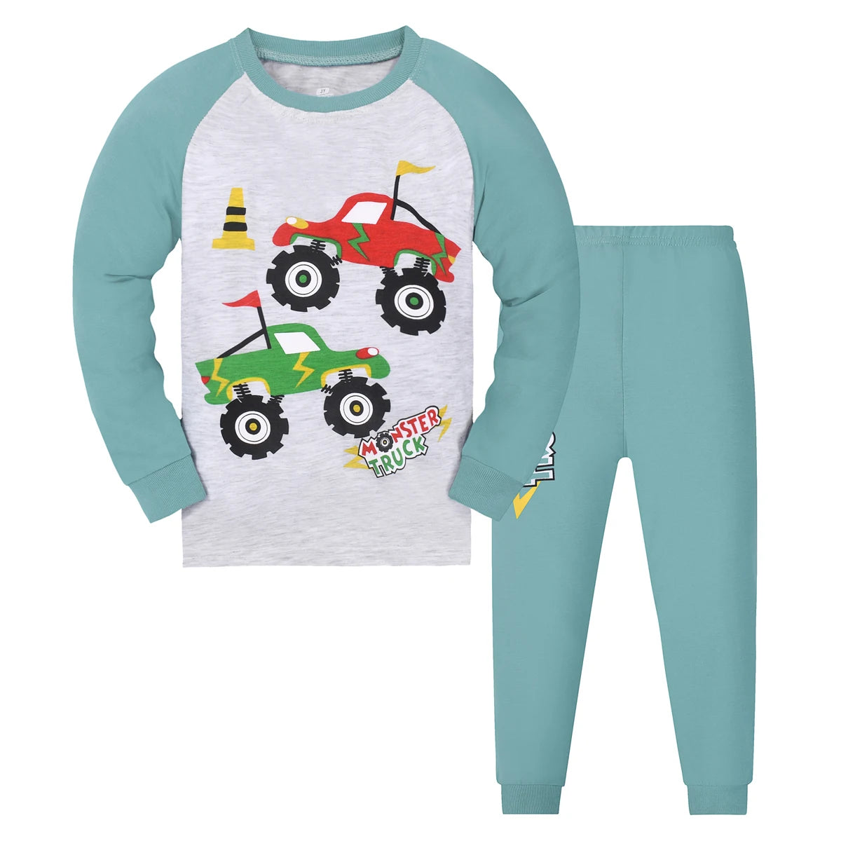 Kids Boys Cartoon Print Long Sleeves Pajamas Sets childrensterritory
