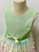 Girls Sleeveless Bow Lace Design Long Dresses