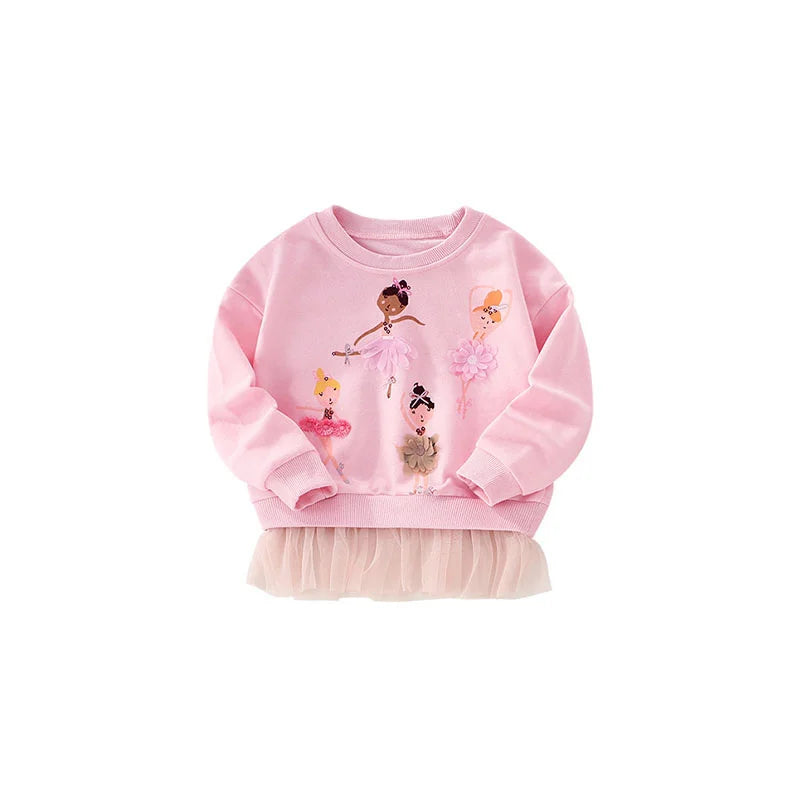 Kids Girls Cartoon Embroidery Applique Design Sweatshirts childrensterritory