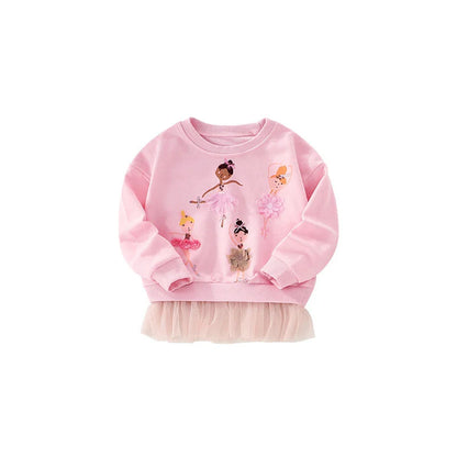 Kids Girls Cartoon Embroidery Applique Design Sweatshirts childrensterritory