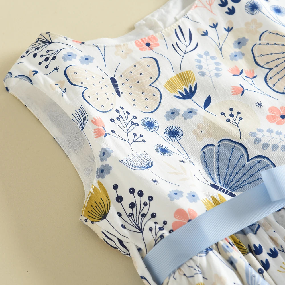 Kid Girls Floral and Butterfly Print Summer Dresses childrensterritory
