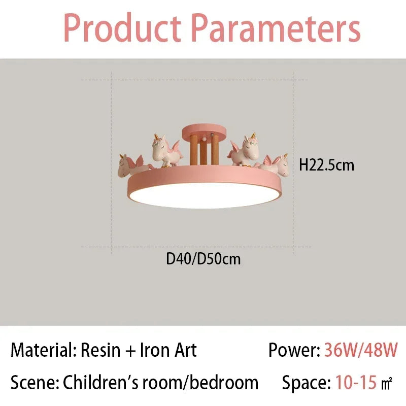 Modern Ceiling Light with Cartoon Unicorn Design for Kid&