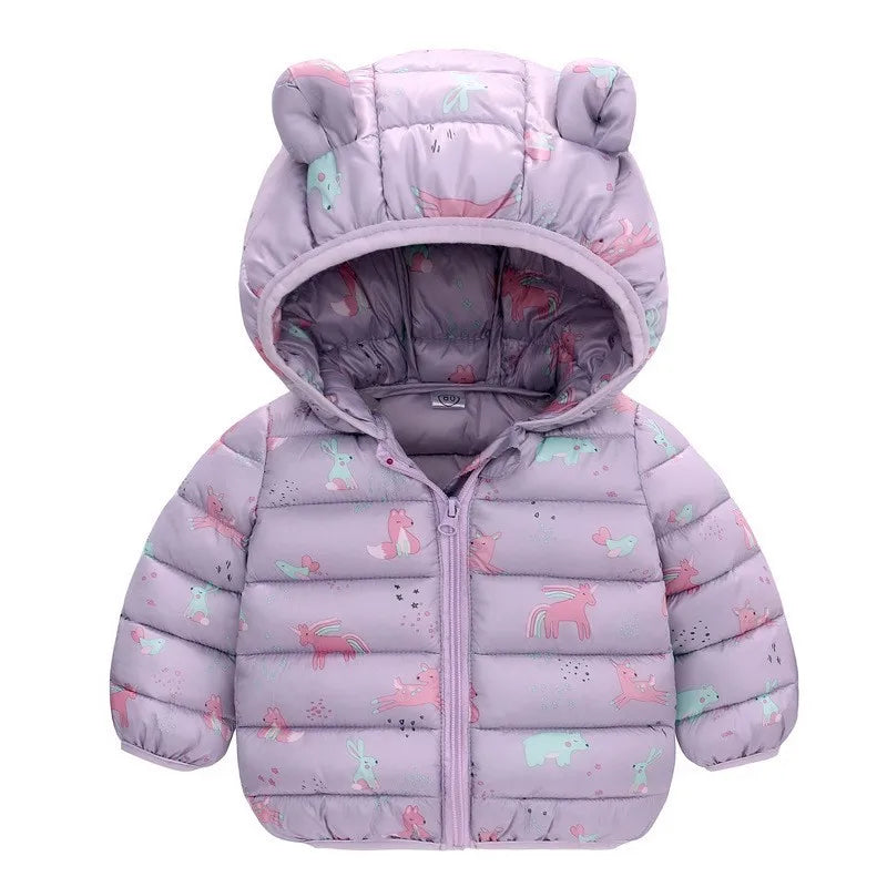 Baby Kids Cartoon Design Puffer Winter Jacket