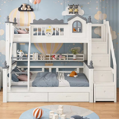 Modren Design High Small Double BunkBed with Storage childrensterritory