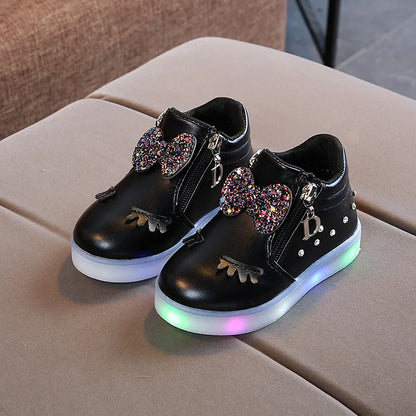 Glowing Princess Bow Sneakers for Kids Girls