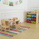 Children's Sturdy Wooden Storage Desk with Two Chairs