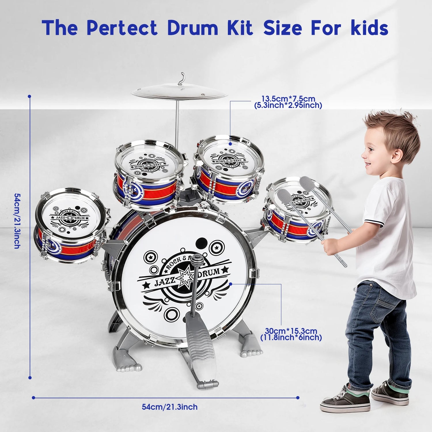 Kids Musical Instruments Toy- Mini Jazz Drum Set with Stool