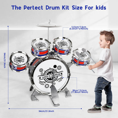 Kids Musical Instruments Toy- Mini Jazz Drum Set with Stool
