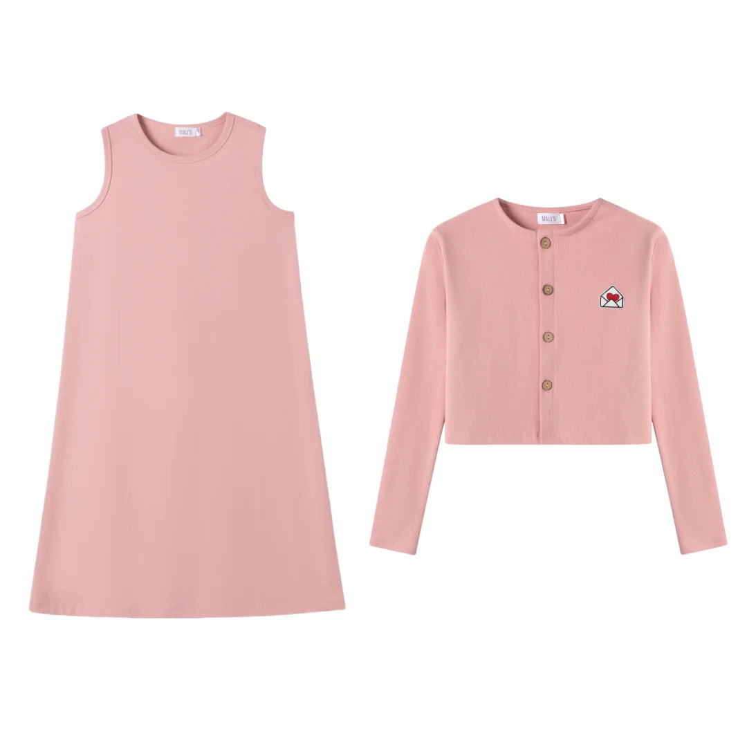 Pink and Blue Colored Brother and Sister Family Matching Outfits