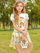 Kids Girls Cartoon Printed Top with Skirt Summer Set childrensterritory