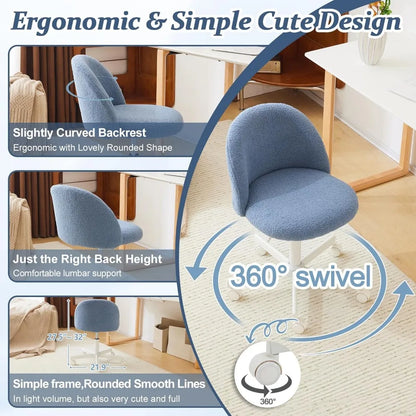 Wheeled, Armless Office Chair with Lumbar Support childrensterritory