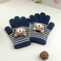 Kids Cartoon Design Furry Coral Fleece Short Gloves Mittens childrensterritory