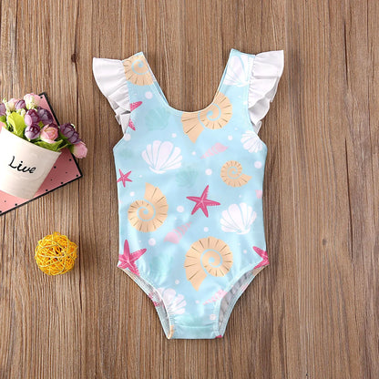 Baby Girls Shell Print Swimsuit Beachwear
