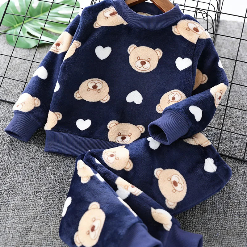 Kids Bear Design Long Sleeves Winter Clothing Set childrensterritory