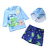 Kids Boys Cartoon Print 3pcs Surfing Beachwear With Cap childrensterritory