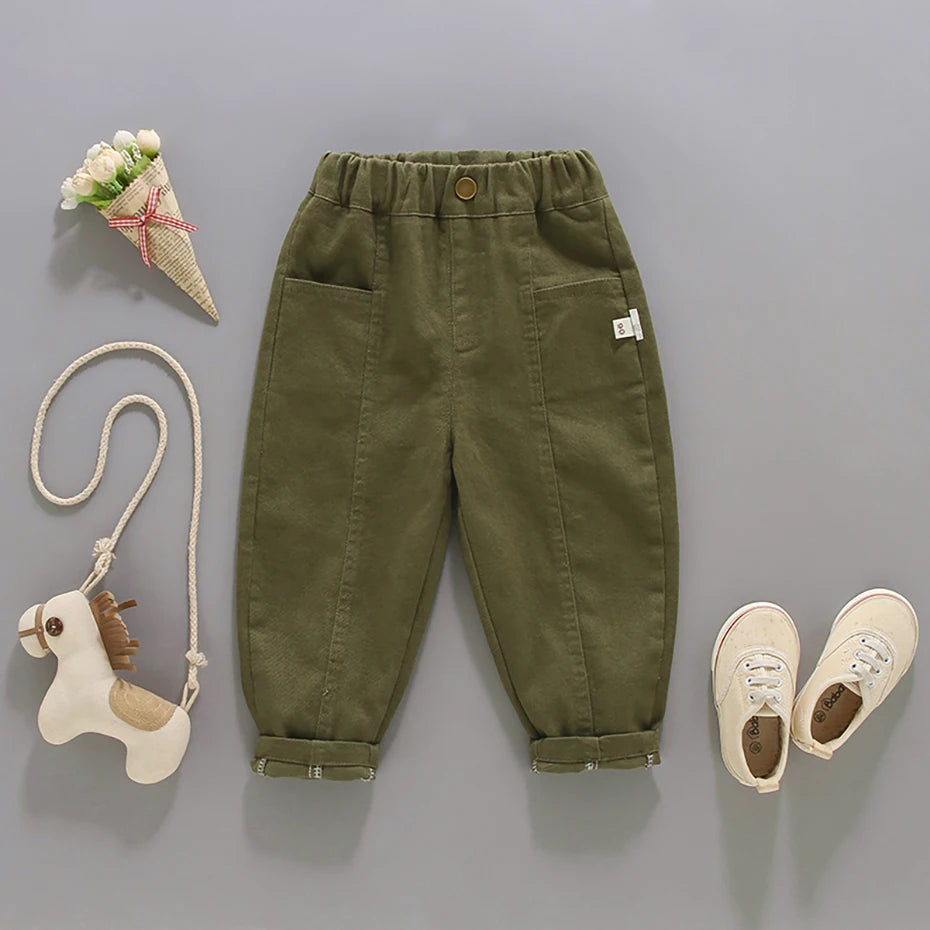 Little Boys Solid Color Casual Pants For Spring Autumn childrensterritory