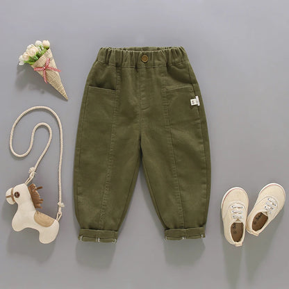 Little Boys Solid Color Casual Pants For Spring Autumn childrensterritory