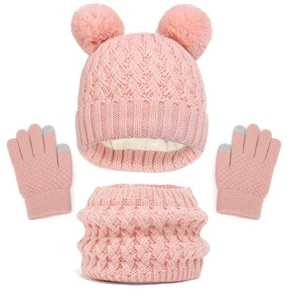 Thick Knitting Warm Baby/Kids Hat Gloves Scarf Set childrensterritory
