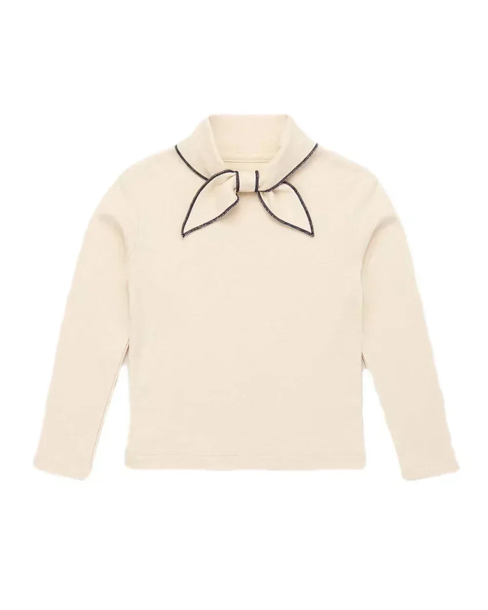 Retro Style Girls' Sweet Mid-Neck Tops for Autumn