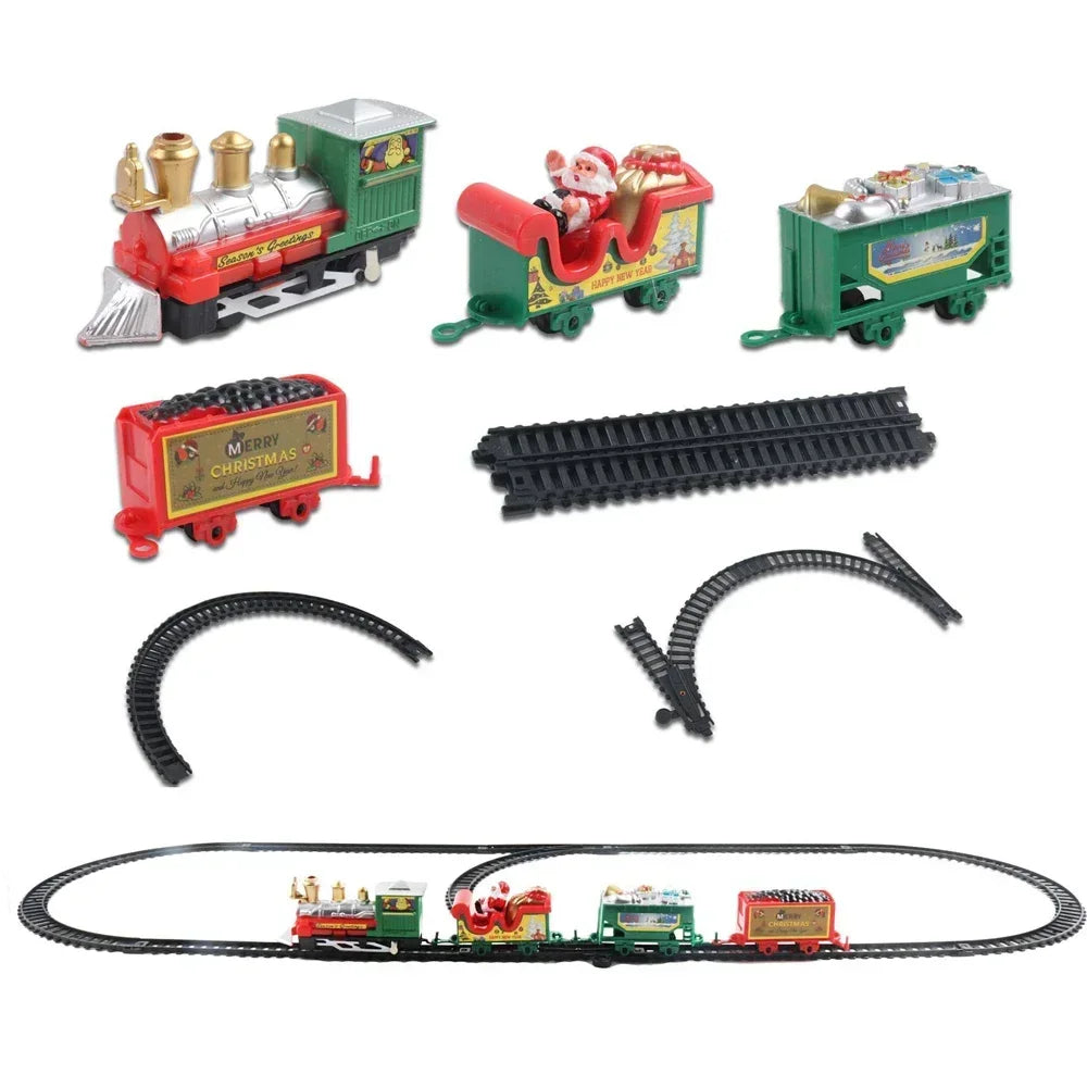 Electric Christmas Train Toy Set with Light Sound for Kids