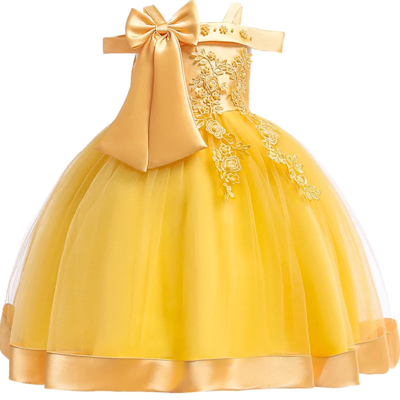 Girls' Sleeveless Bow Design Elegant Party Dresses