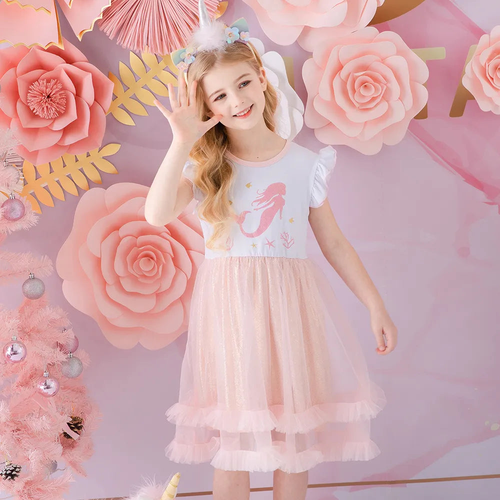 Kids Girl Mermaid Sequins Tutu Birthday Party Dresses childrensterritory