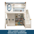 Kids Modren Bunk Bed with Bookcase and Wardrobe childrensterritory