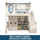 Kids Modren Bunk Bed with Bookcase and Wardrobe childrensterritory