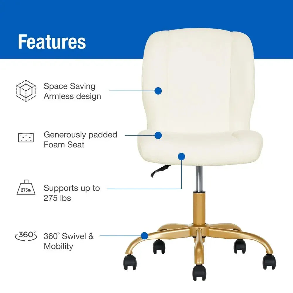 Adaptable Armless Office Chair with Cushioned Seat and Back childrensterritory
