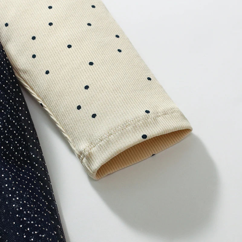 Girls Long-Sleeved Panda Cartoon Design Casual Dresses