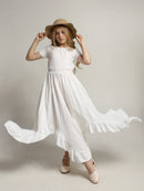 Lace Design Kids Girls Long Cotton Dresses for Summer