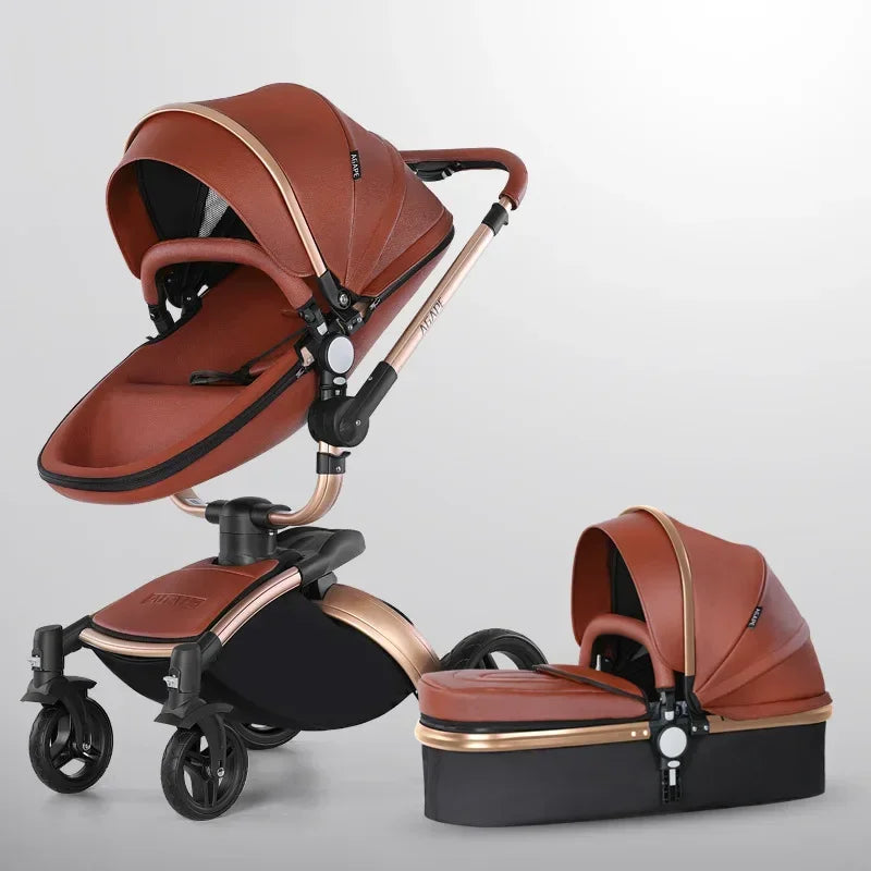 3 in 1 Baby High Land-scape Stroller with Bassinet &amp; Folding Carriage