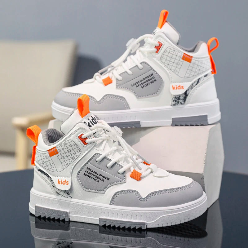Kids White Casual School Tennis Sports Sneakers