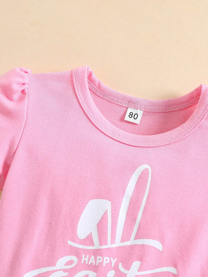 "Happy Easter" Print Little Girls Summer T-shirt &amp; Skirt Set childrensterritory