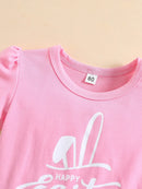 "Happy Easter" Print Little Girls Summer T-shirt & Skirt Set childrensterritory