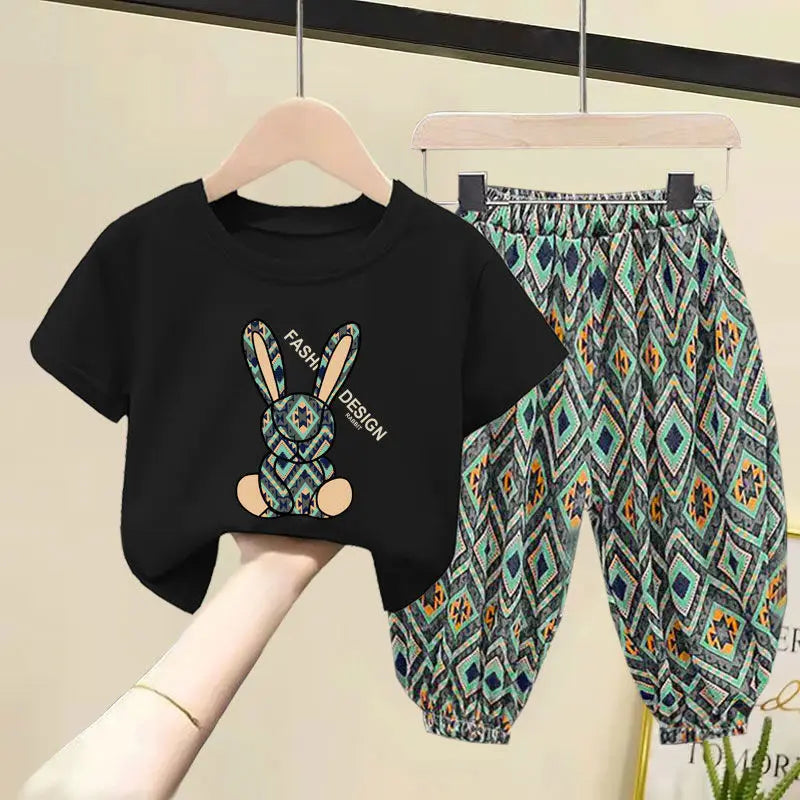 Kids Girls Korean Style Summer Two-piece Clothing Set